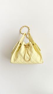 Kitlife Chanel 25C Drawstring Bucket Hobo Bag Yellow Grained Leather 30×26×14cm - 1
