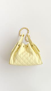 Kitlife Chanel 25C Drawstring Bucket Hobo Bag Yellow Grained Leather 30×26×14cm - 5