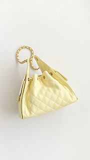 Kitlife Chanel 25C Drawstring Bucket Hobo Bag Yellow Grained Leather 30×26×14cm - 4