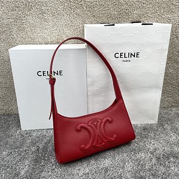 Kitlife Celine Cuir Triomphe In Red Smooth Calfskin Shoulder Bag 24x13x3cm