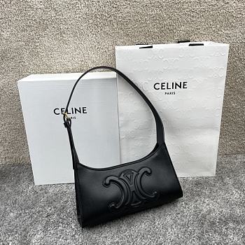 Kitlife Celine Cuir Triomphe In Black Smooth Calfskin Shoulder Bag 24x13x3cm