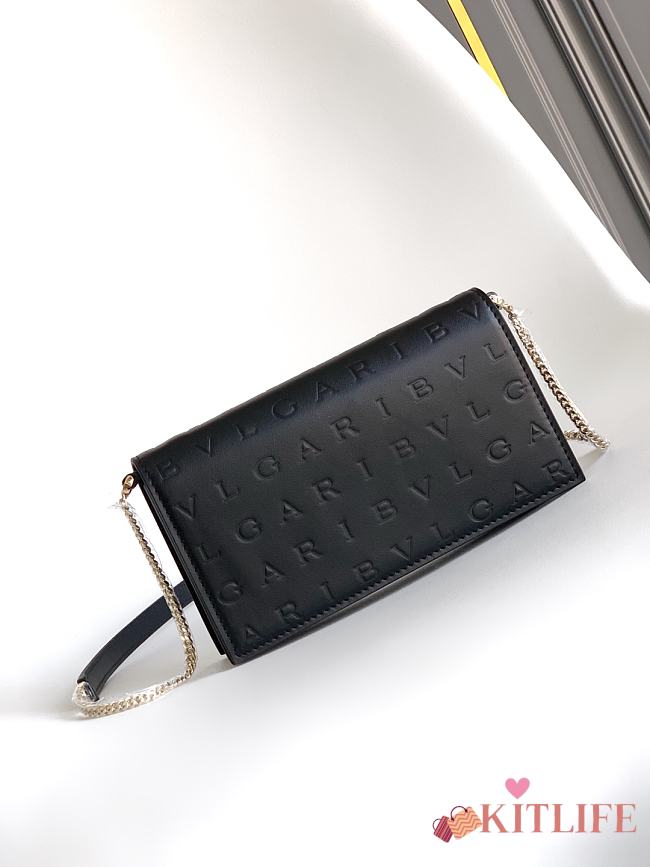 Kitlife Bvlgari Logo Infinitum Chain Wallet Black 19x10.5x4.5cm - 1