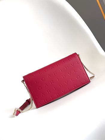 Kitlife Bvlgari Logo Infinitum Chain Wallet Red 19x10.5x4.5cm