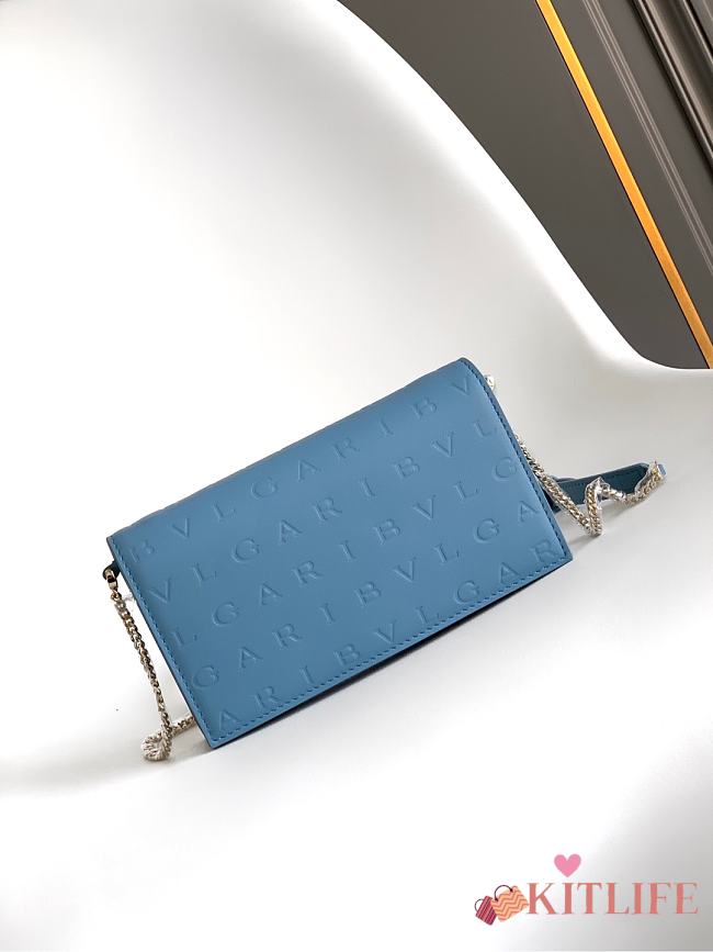Kitlife Bvlgari Logo Infinitum Chain Wallet Blue 19x10.5x4.5cm - 1