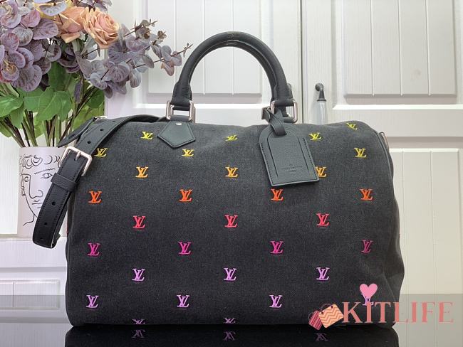 Kitlife Louis Vuitton Speedy 40 Bandoulière LV Blason Denim Black Bag 40x26x23cm - 1