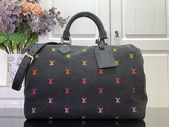 Kitlife Louis Vuitton Speedy 40 Bandoulière LV Blason Denim Black Bag 40x26x23cm