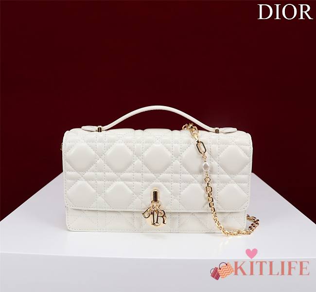 Kitlife Dior My Dior Mini Bag White Cannage Lambskin 21x11.5x4.5cm - 1