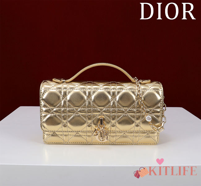 Kitlife Dior My Dior Mini Bag Gold Cannage Lambskin 21x11.5x4.5cm - 1