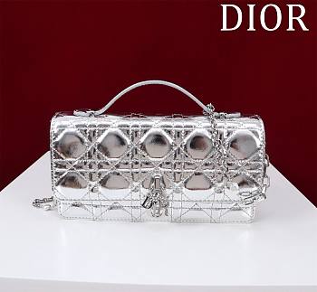 Kitlife Dior My Dior Mini Bag Silver Cannage Lambskin 21x11.5x4.5cm