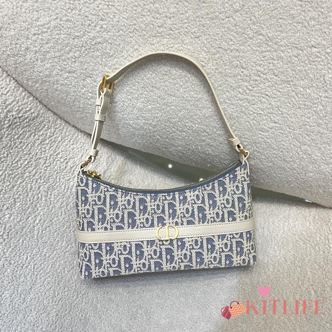 Kitlife Dior 30 Montaigne Cigale Mini Bag White & Light Blue 24x6.5x14cm - 1
