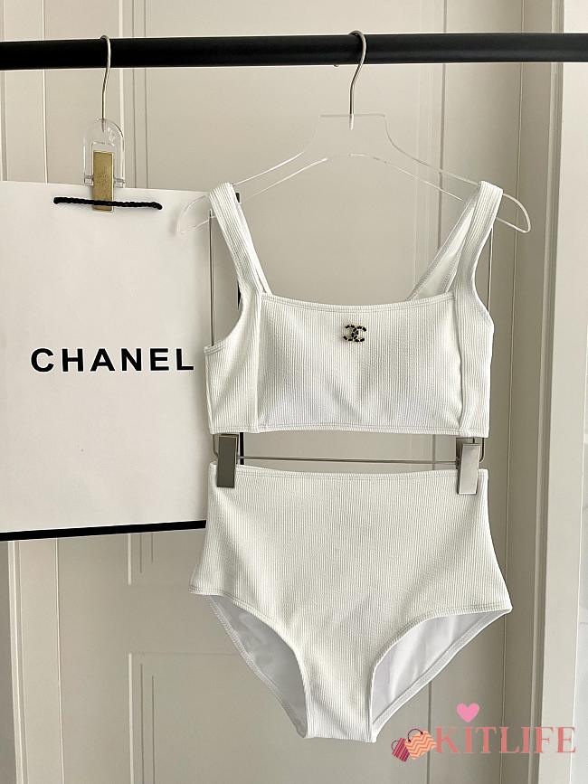 Kitlife Chanel Two-piece Swimsuit White - 1