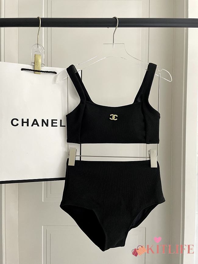 Kitlife Chanel Two-piece Swimsuit Black - 1
