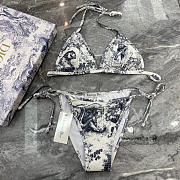 Kitlife Dior One-piece Swimsuit White & Blue - 4