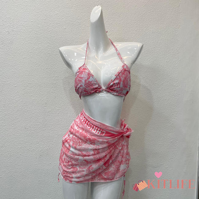 Kitlife Dior One-piece Swimsuit Pink - 1