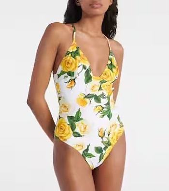 Kitlife Dolce & Gabbana One-piece Swimsuit White & Yellow 
