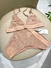 Kilife Gucci GG Embroidered Mesh Jumpsuit Beige - 3