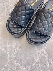 Kitlife Chanel Diamond-shaped Thick-soled Slippers Black - 5