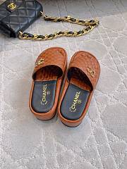 Kitlife Chanel Diamond-shaped Thick-soled Slippers Brown - 5