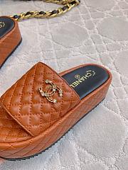Kitlife Chanel Diamond-shaped Thick-soled Slippers Brown - 3