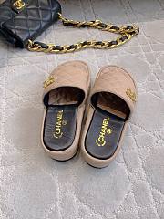 Kitlife Chanel Diamond-shaped Thick-soled Slippers Beige - 6