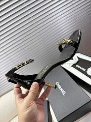 Kitlife Chanel Camellia Chain Buckle High-heeled Sandals Black - 6
