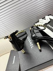 Kitlife Chanel Camellia Chain Buckle High-heeled Sandals Black - 5