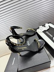 Kitlife Chanel Camellia Chain Buckle High-heeled Sandals Black - 4