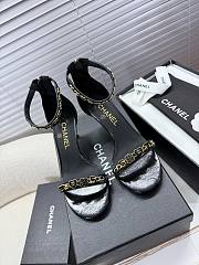 Kitlife Chanel Camellia Chain Buckle High-heeled Sandals Black - 2