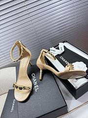 Kitlife Chanel Camellia Chain Buckle High-heeled Sandals Beige - 1