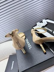 Kitlife Chanel Camellia Chain Buckle High-heeled Sandals Beige - 6