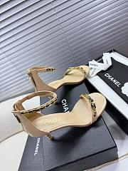 Kitlife Chanel Camellia Chain Buckle High-heeled Sandals Beige - 5
