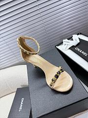 Kitlife Chanel Camellia Chain Buckle High-heeled Sandals Beige - 4