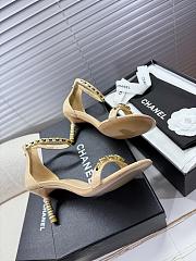 Kitlife Chanel Camellia Chain Buckle High-heeled Sandals Beige - 3