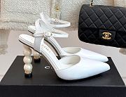 Kitlife Chanel 25ss Pearl Heel High-heeled Sandals White - 1
