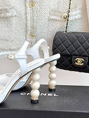 Kitlife Chanel 25ss Pearl Heel High-heeled Sandals White - 4