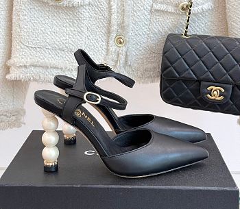 Kitlife Chanel 25ss Pearl Heel High-heeled Sandals Black