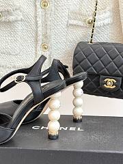 Kitlife Chanel 25ss Pearl Heel High-heeled Sandals Black - 6