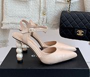 Kitlife Chanel 25ss Pearl Heel High-heeled Sandals Beige - 1