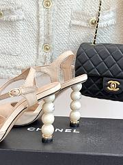 Kitlife Chanel 25ss Pearl Heel High-heeled Sandals Beige - 6