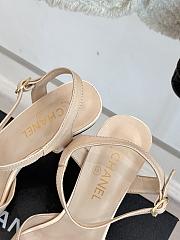 Kitlife Chanel 25ss Pearl Heel High-heeled Sandals Beige - 5