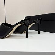 Kitlife Chanel 2025 Classic Pointed High-heeled Splicing Half Slippers Black - 6