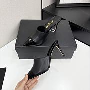 Kitlife Chanel 2025 Classic Pointed High-heeled Splicing Half Slippers Black - 5