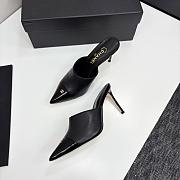 Kitlife Chanel 2025 Classic Pointed High-heeled Splicing Half Slippers Black - 2