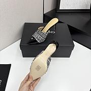 Kitlife Chanel 2025 Classic Pointed High-heeled Splicing Half Slippers Houndstooth & Black - 5