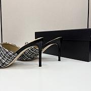Kitlife Chanel 2025 Classic Pointed High-heeled Splicing Half Slippers Houndstooth & Black - 2