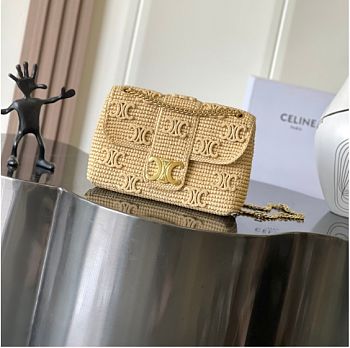 Kitlife Celine Victoire Bag In Raffia With Triomphe Embroderies Bag Natural 115853 23.5x15x8cm