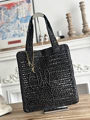 Kitlife Chloe Summer Banana Tote Bag In Black Raffia 33x37x2cm - 1