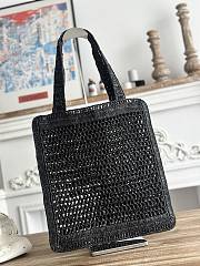 Kitlife Chloe Summer Banana Tote Bag In Black Raffia 33x37x2cm - 4