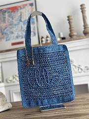 Kitlife Chloe Summer Banana Tote Bag In Blue Raffia 33x37x2cm - 1