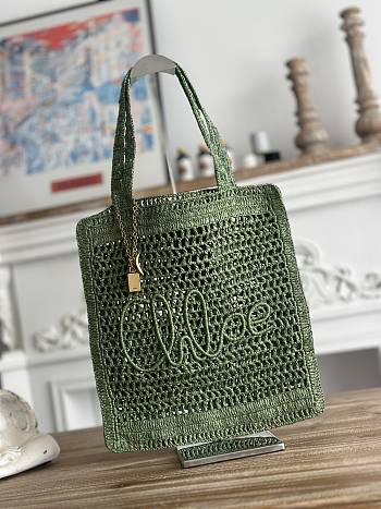 Kitlife Chloe Summer Banana Tote Bag In Green Raffia 33x37x2cm